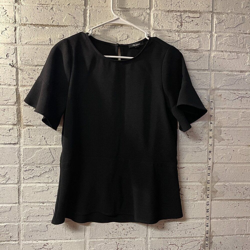 Madewell Black Short Sleeve Blouse – Elegant Minimalist Style XXS